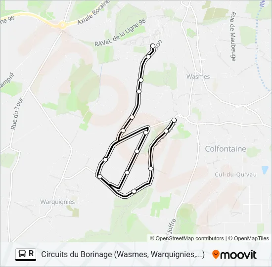 R Bus Line Map