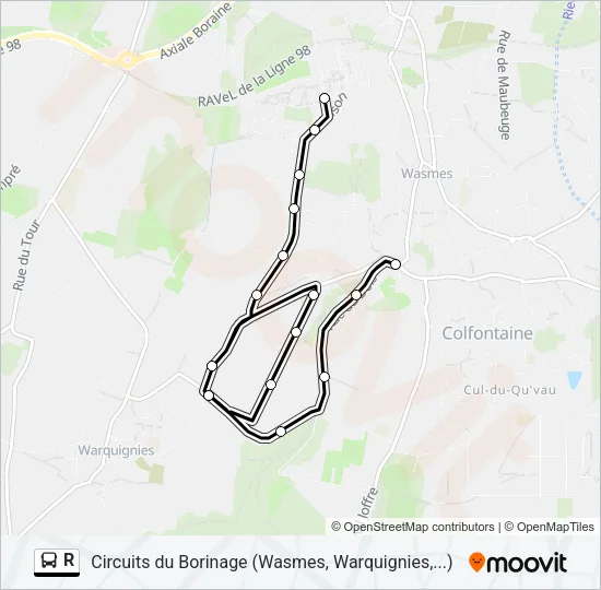 Plan de la ligne R de bus
