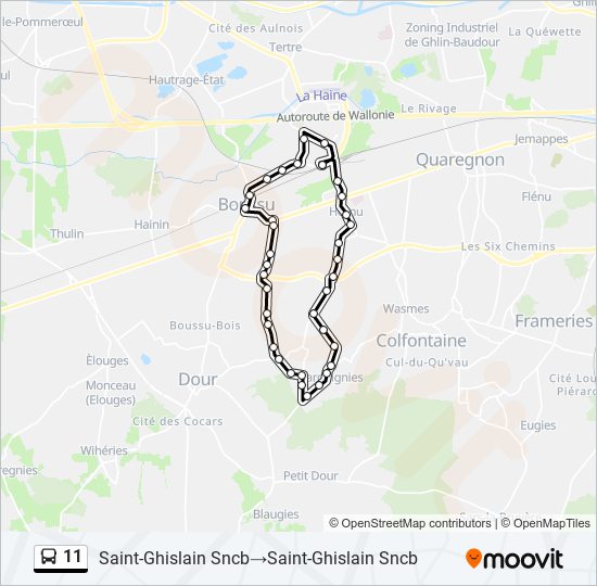 Plan de la ligne 11 de bus