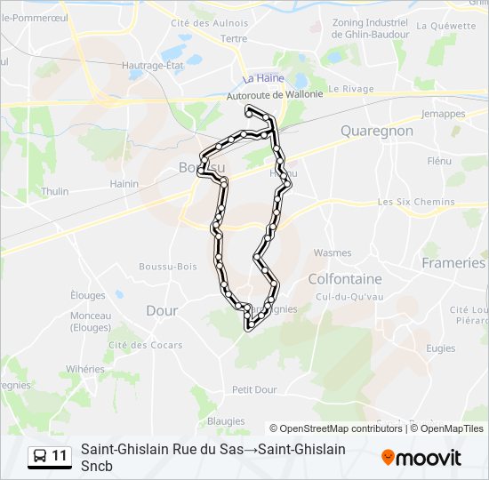 Plan de la ligne 11 de bus
