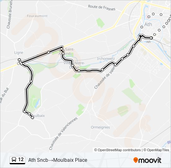 Plan de la ligne 12 de bus