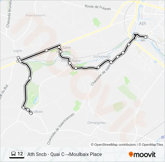 Plan de la ligne 12 de bus