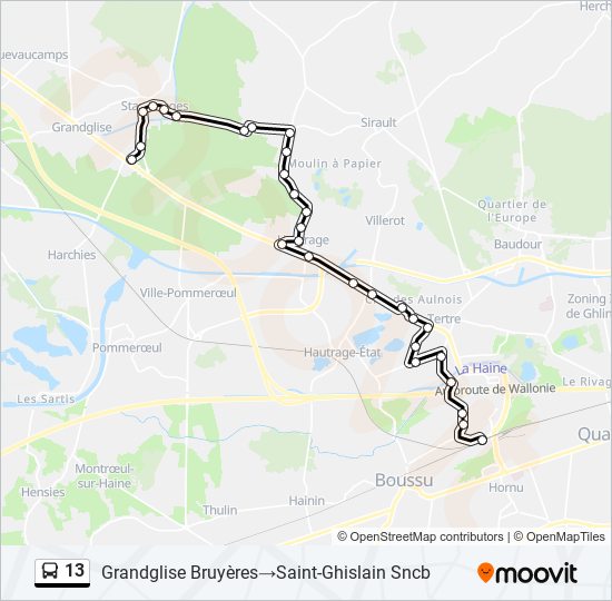 13 bus Line Map