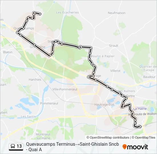 13 Bus Line Map