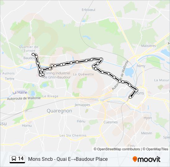 Plan de la ligne 14 de bus