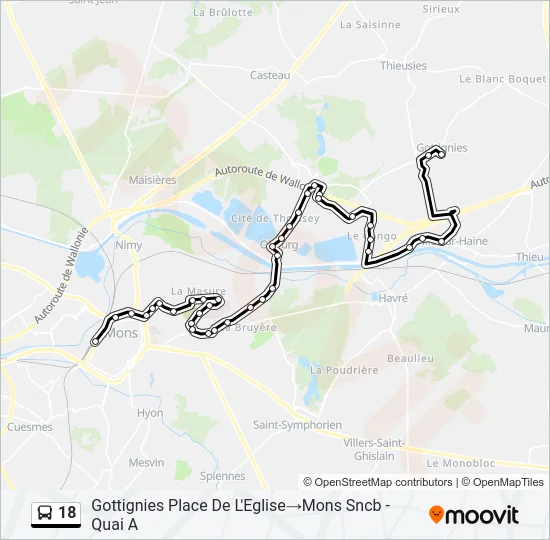 18 Bus Line Map
