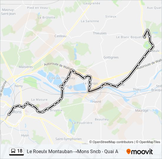 18 bus Line Map