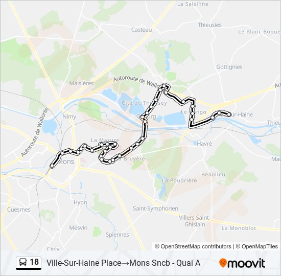 18 bus Line Map