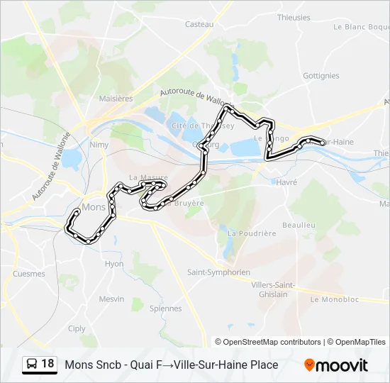 18 Bus Line Map