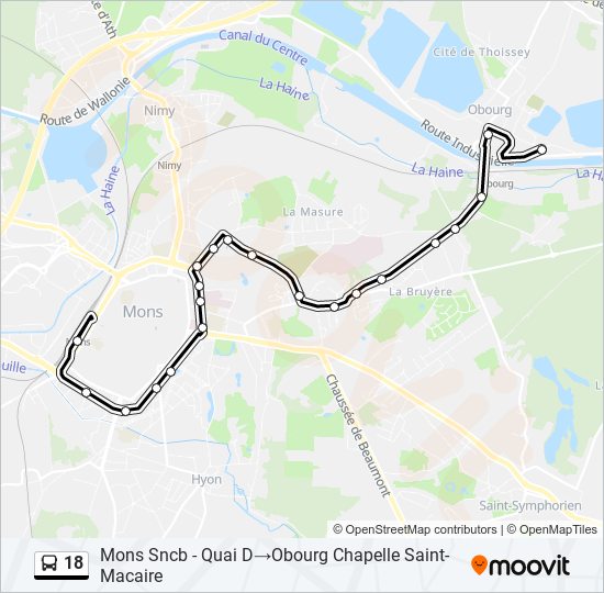 Plan de la ligne 18 de bus