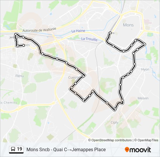 Plan de la ligne 19 de bus