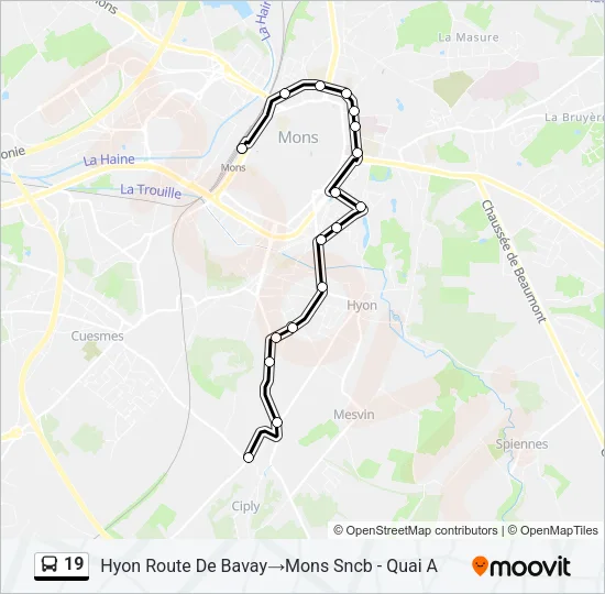 19 Bus Line Map