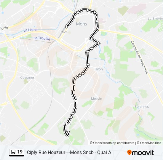 19 bus Line Map