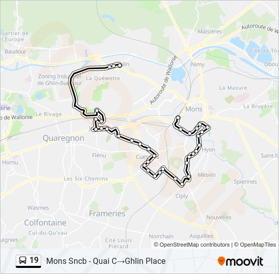 Plan de la ligne 19 de bus