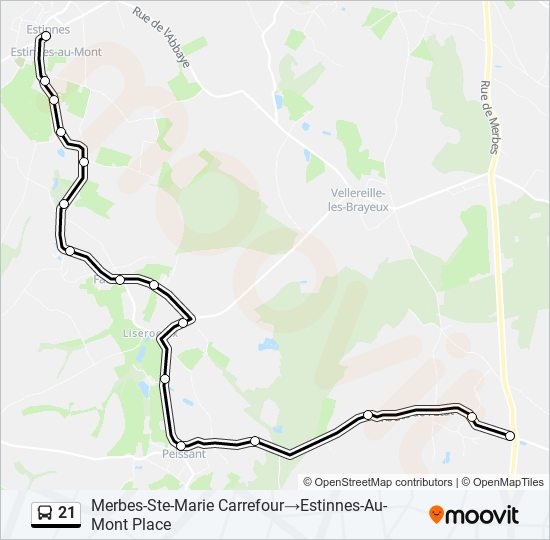 Plan de la ligne 21 de bus