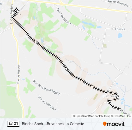 Plan de la ligne 21 de bus