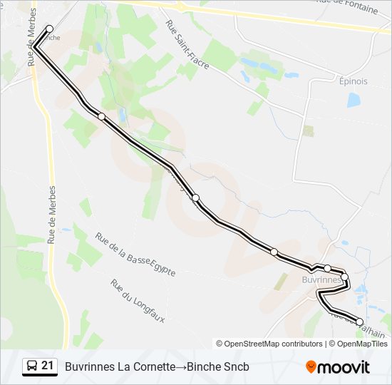 Plan de la ligne 21 de bus