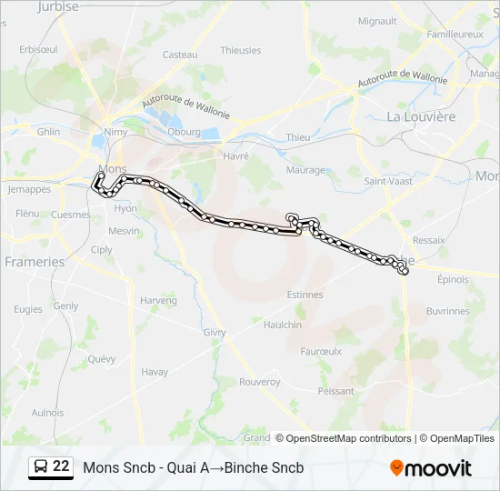 22 Bus Line Map