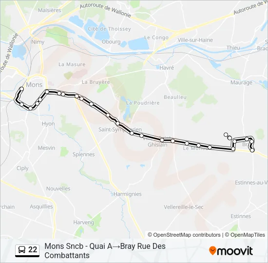 22 Bus Line Map