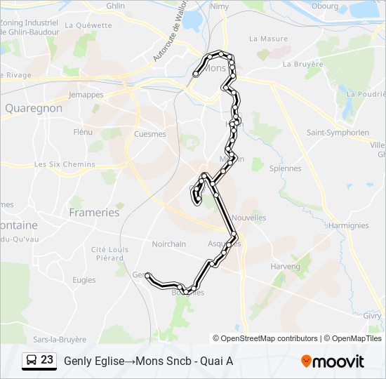 Plan de la ligne 23 de bus