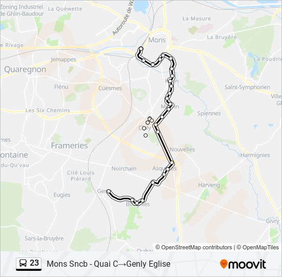 Plan de la ligne 23 de bus