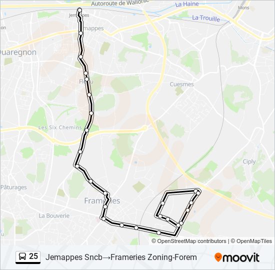 Plan de la ligne 25 de bus