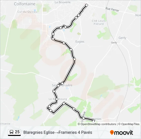 25 Bus Line Map