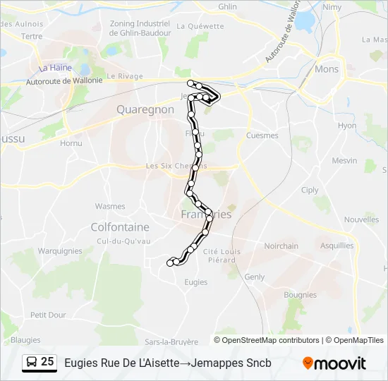 25 Bus Line Map