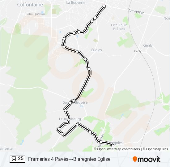 25 bus Line Map