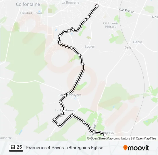 25 Bus Line Map