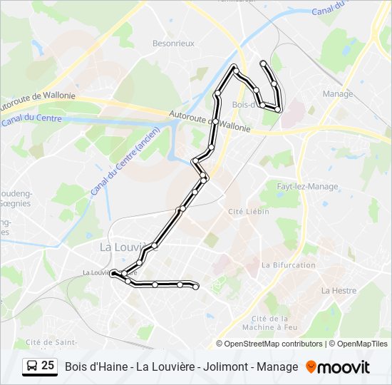 Plan de la ligne 25 de bus