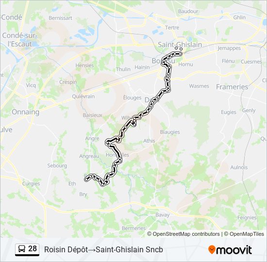 Plan de la ligne 28 de bus