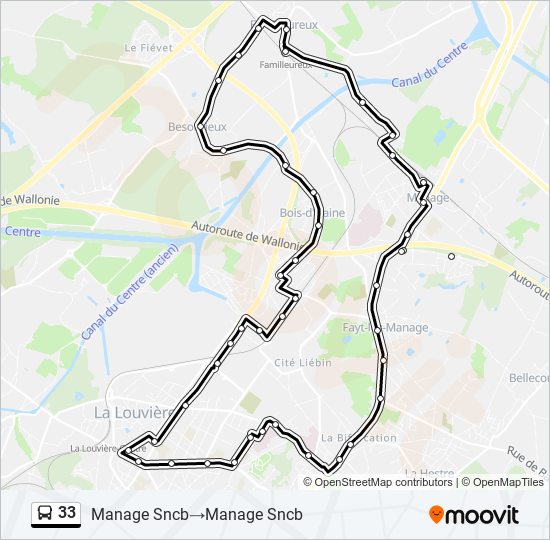 Plan de la ligne 33 de bus