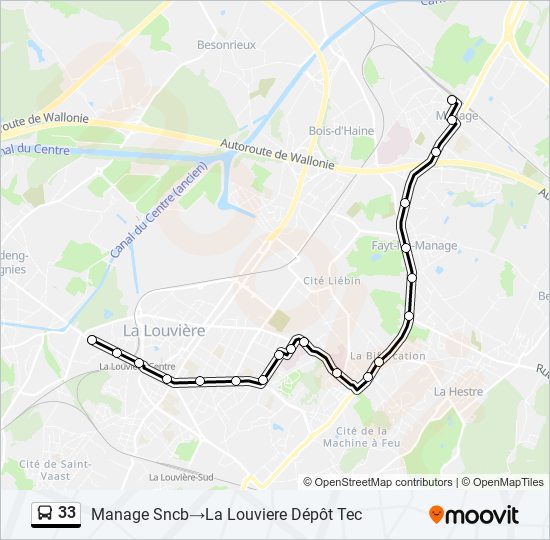 Plan de la ligne 33 de bus