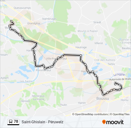 Plan de la ligne 78 de bus