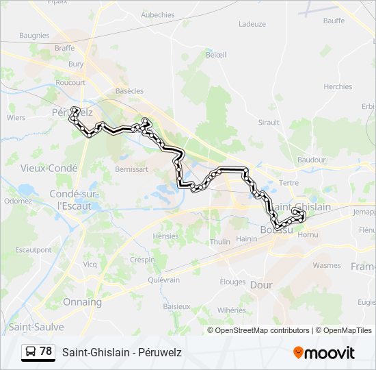 Plan de la ligne 78 de bus