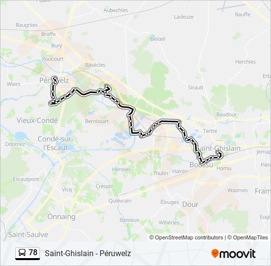 Plan de la ligne 78 de bus