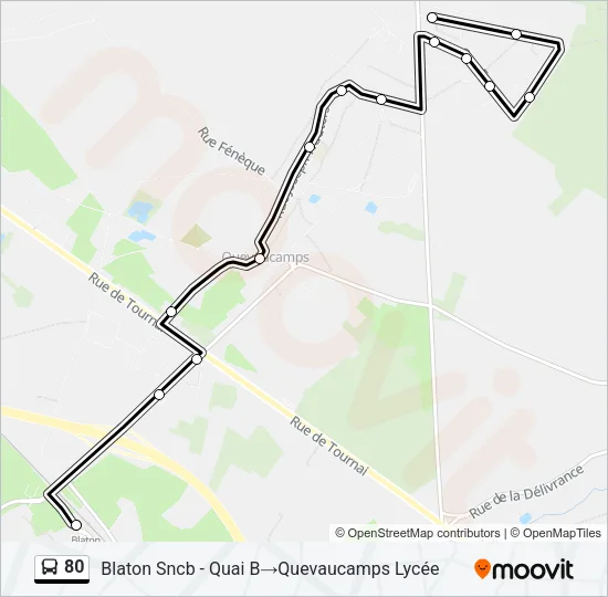 80 Bus Line Map