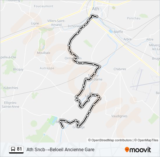 Plan de la ligne 81 de bus