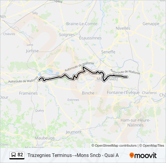 Plan de la ligne 82 de bus