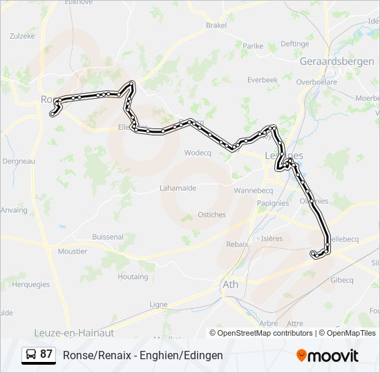 Plan de la ligne 87 de bus