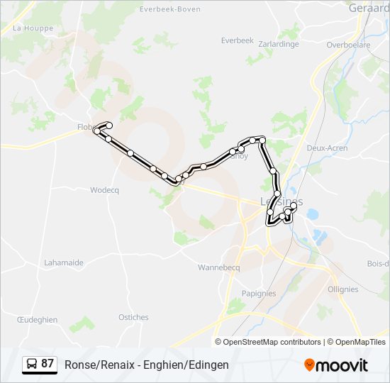 Plan de la ligne 87 de bus