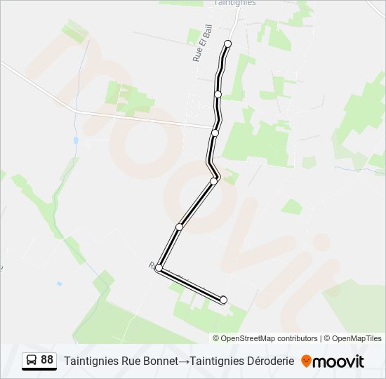 Plan de la ligne 88 de bus