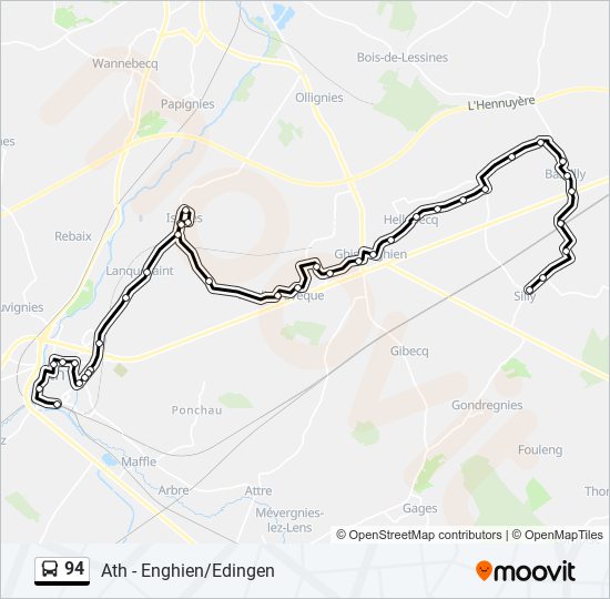 Plan de la ligne 94 de bus