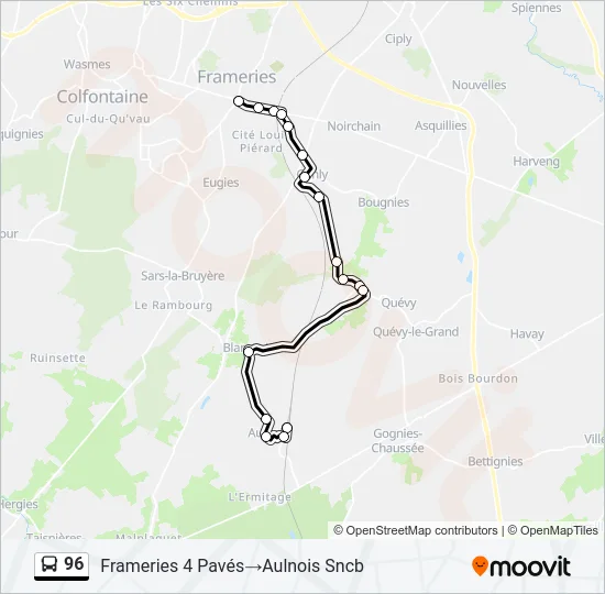 96 Bus Line Map