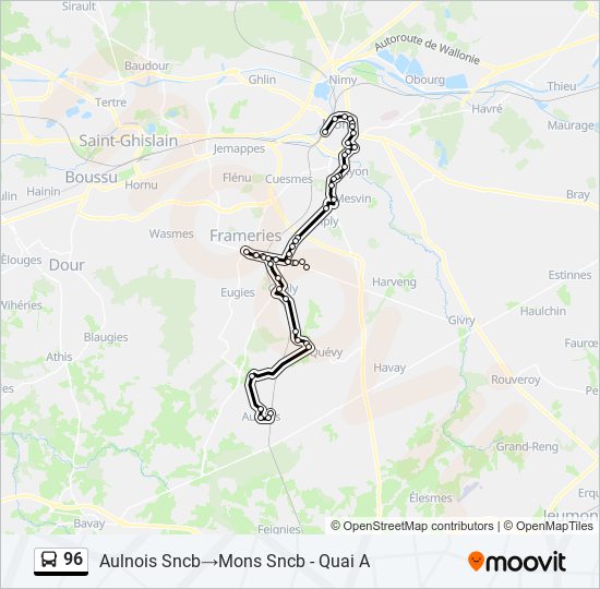 Plan de la ligne 96 de bus