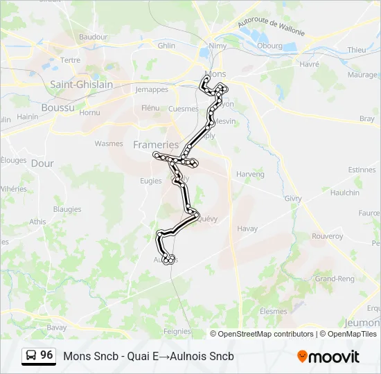 96 Bus Line Map