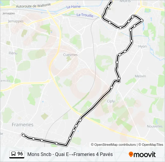 96 Bus Line Map
