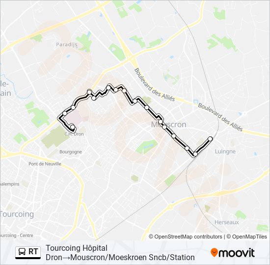 Plan de la ligne RT de bus