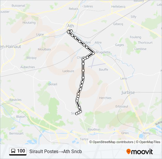 Plan de la ligne 100 de bus